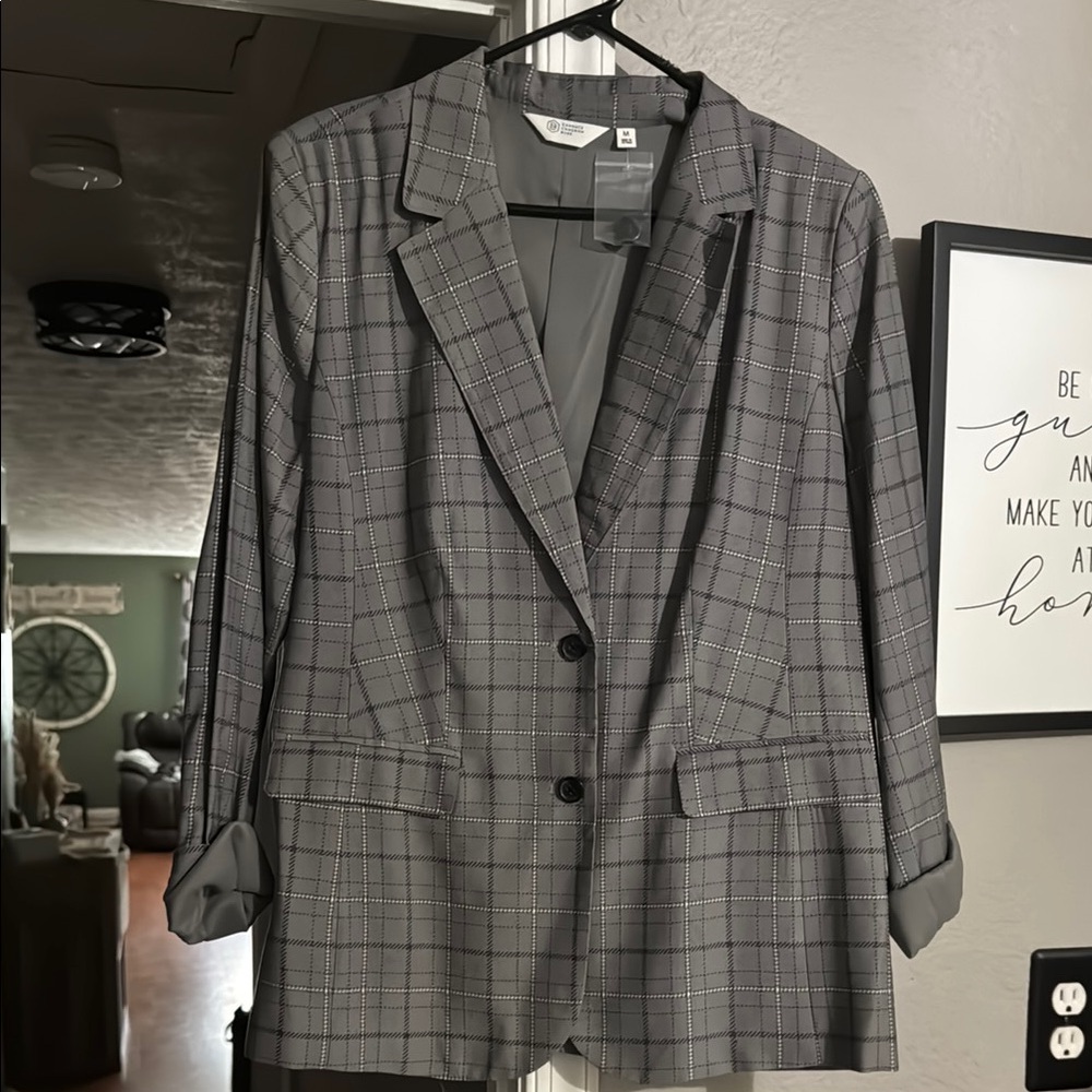 Gray Plaid Blazer